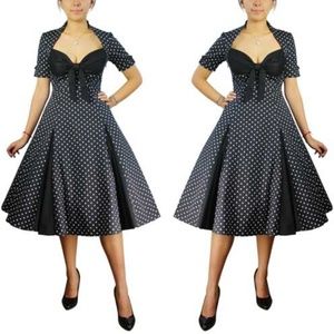 Pin Up Short Sleeve Polka Dot Dress